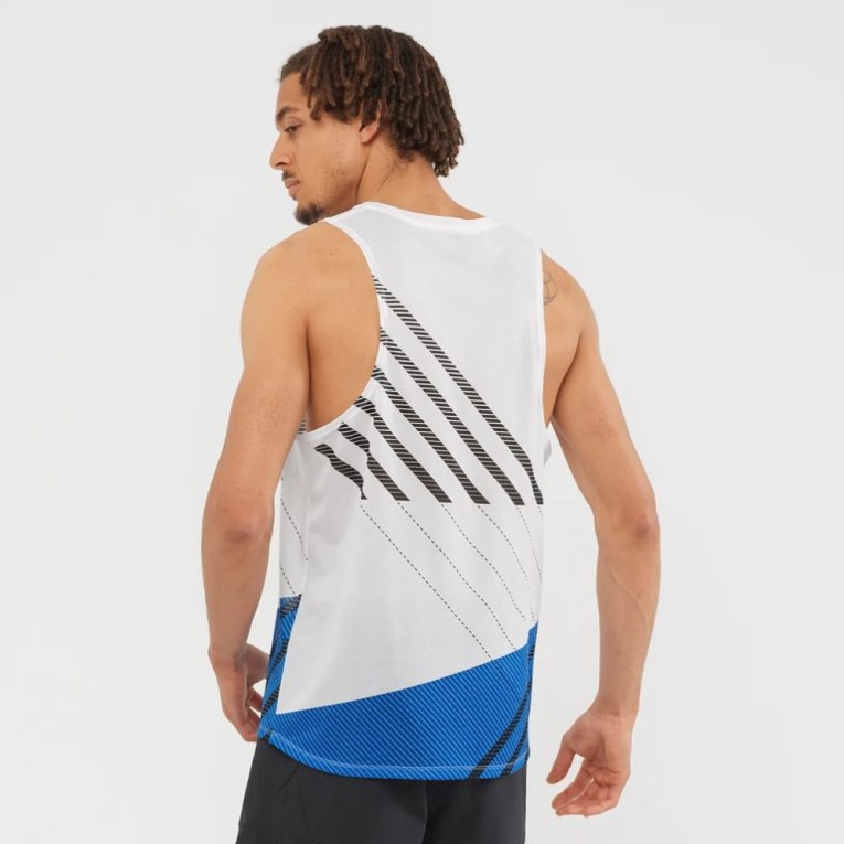 Tank Top Salomon Sense Aero Singlet Hombre Blancos Azules | MX RVJA489